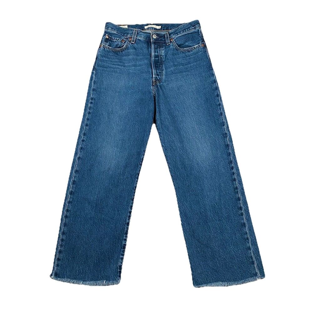 Levis Ribcage Straight Ankle Jeans Womens 28 Blue High Rise Straight Button Fly